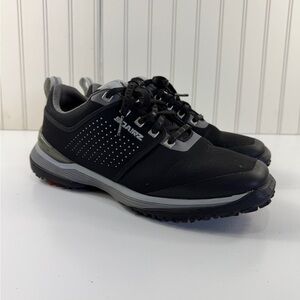 SQAIRZ Golf Shoes Mens Size 7.5‎ Black Gray Spiked Cleats Lace Up Square Toe